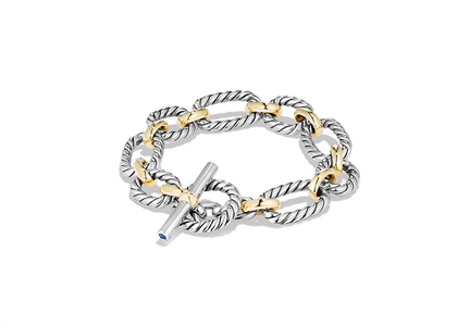 Two Tone Plated Twisted Toggle Link Chain Bracelet